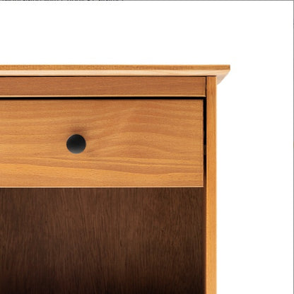 Classic 1-Drawer Solid Wood Nightstand With Cubby Caramel