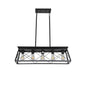 5 Lamps Farmhouse Chandelier For Dining Room, Metal Rustic Chandelier Island Lamp, Modern Rectangular Island Lamp For Kitchen, Living Room Pure Black - No Bulbs Unavailable Platforms- Temu