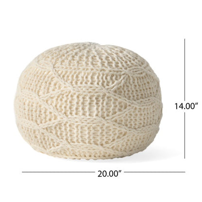 Malibu Knitted Wool 20 X 20 Round Pouf