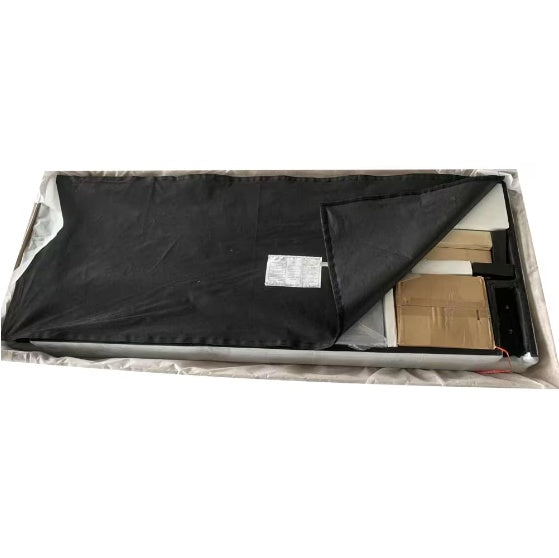 The Bed Frame With An Oversized Fabric Platform Is Easy To Assemble And Is Grey
