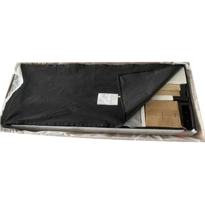 The Bed Frame With An Oversized Fabric Platform Is Easy To Assemble And Is Grey