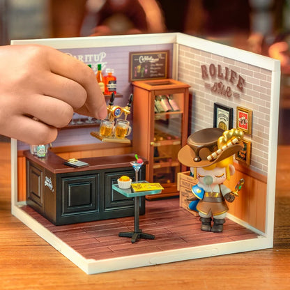 Rolife Leisurely Cheers Bar DIY Plastic Miniature House, Only Supports TK And Independent Website Platforms