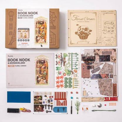 Rolife Floral Corner DIY Book Nook Shelf Insert Kit, Only Supports TK And Independent Website Platforms