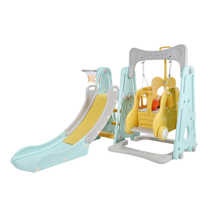 Kids Baby Toddler Climber Swing Set Long Slide Children Play Area for Outdoor IndoorStyle 1 Green