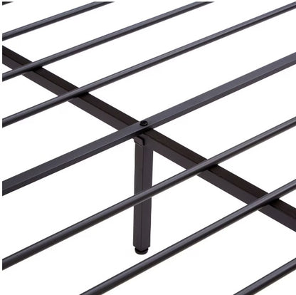 Full Size Metal Platform Bed Frame With Wooden Headboard And Footboard With USB LINER