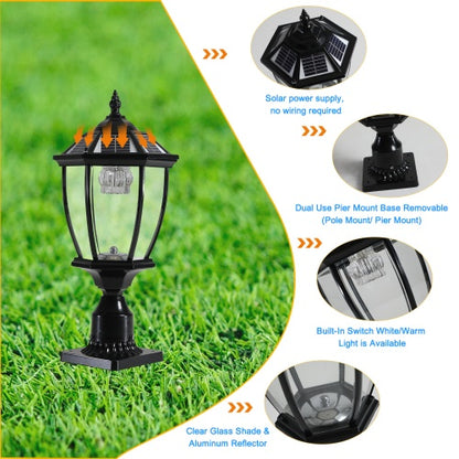 Solar Pillar Headlights With Dimmable LEDs - 2 Packs Unavailable Platforms- Temu