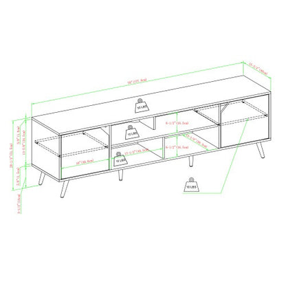Contemporary 2-Door Minimalist TV Stand For TVs Up To 80 Inches Dark Walnut