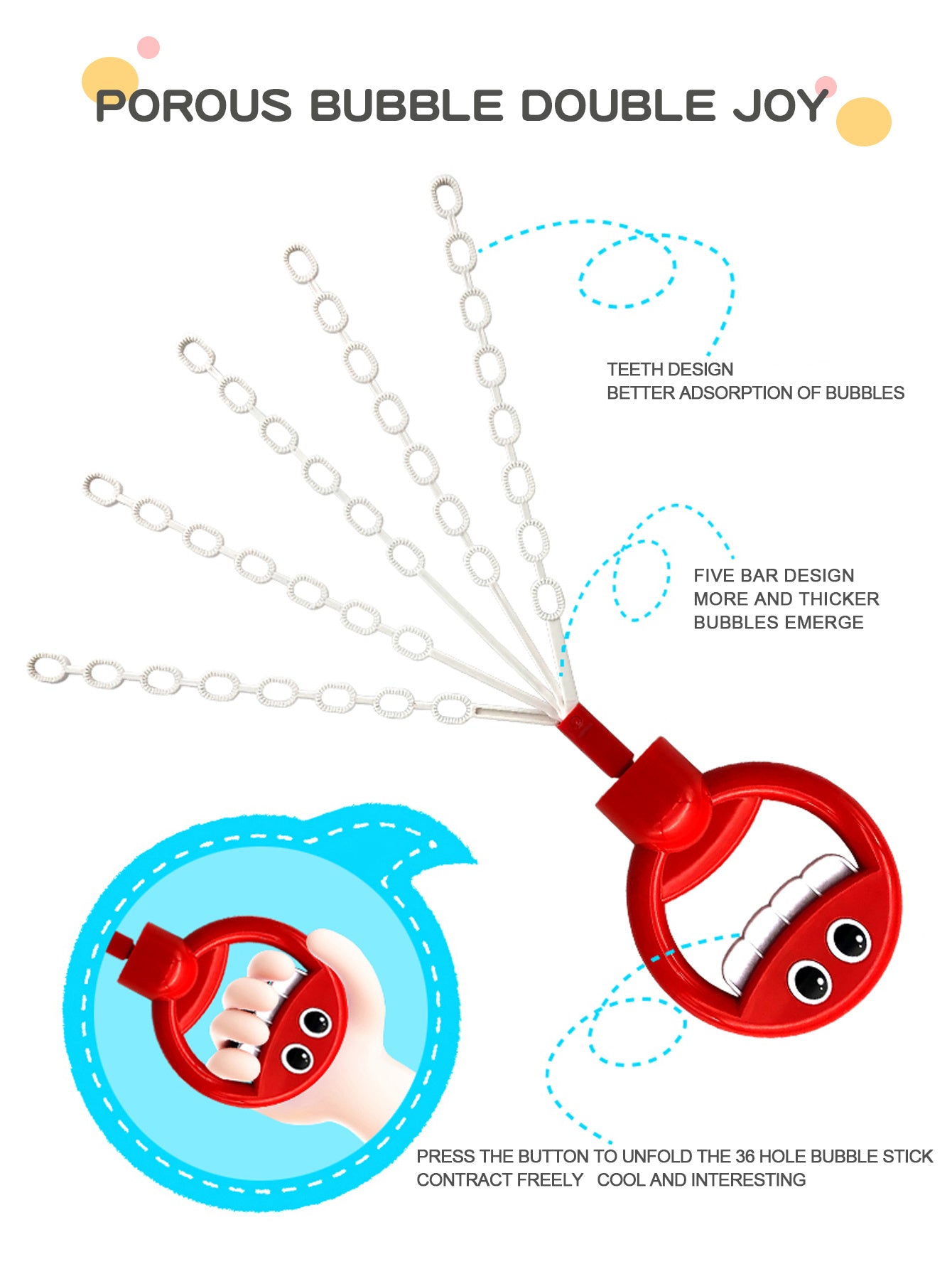 Cute Smiling Face Retractable Children's Bubble Stick