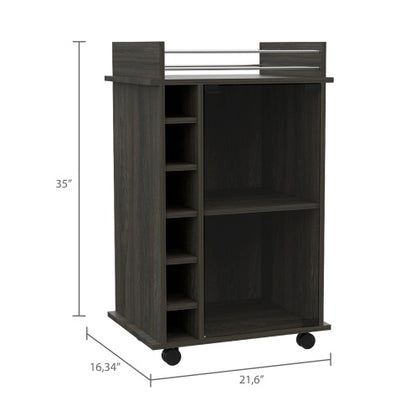 Savannah 6-Bottle 3-Shelf Bar Cart Carbon Espresso