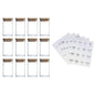 12 Pcs Square Spice Jars With 72 Stickers, Kitchen Pepper Jars For Salt Seasoning, Snacks, Tea, Coffee