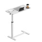 31X16inch Standing Rolling Desk With Hidden Wheels Side Table Adjustable Height OverBed Table Hospital Desk With Cup Holder, Computer Laptop Table For Home, Office, Outdoor, Classroom