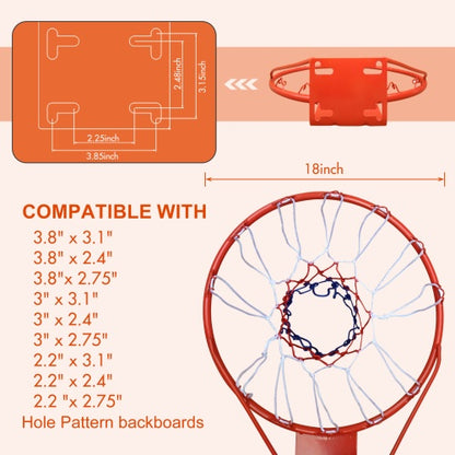 Basketball Rim Replacement 18 Steel Rim With Net, Easy To Install And Reliable Quality