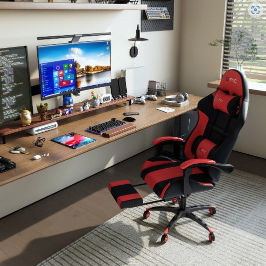 4supply Ergonomic Gaming Chair In Breathable PU Leather With High-density Foam Cushions