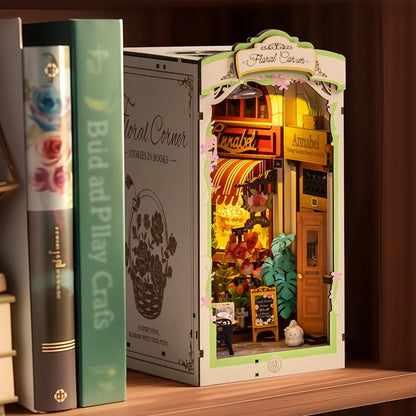 Rolife Floral Corner DIY Book Nook Shelf Insert Kit, Only Supports TK And Independent Website Platforms