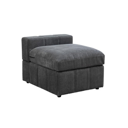 Dark Grey Corduroy Living Room Double Armrests 3-Piece Sofa