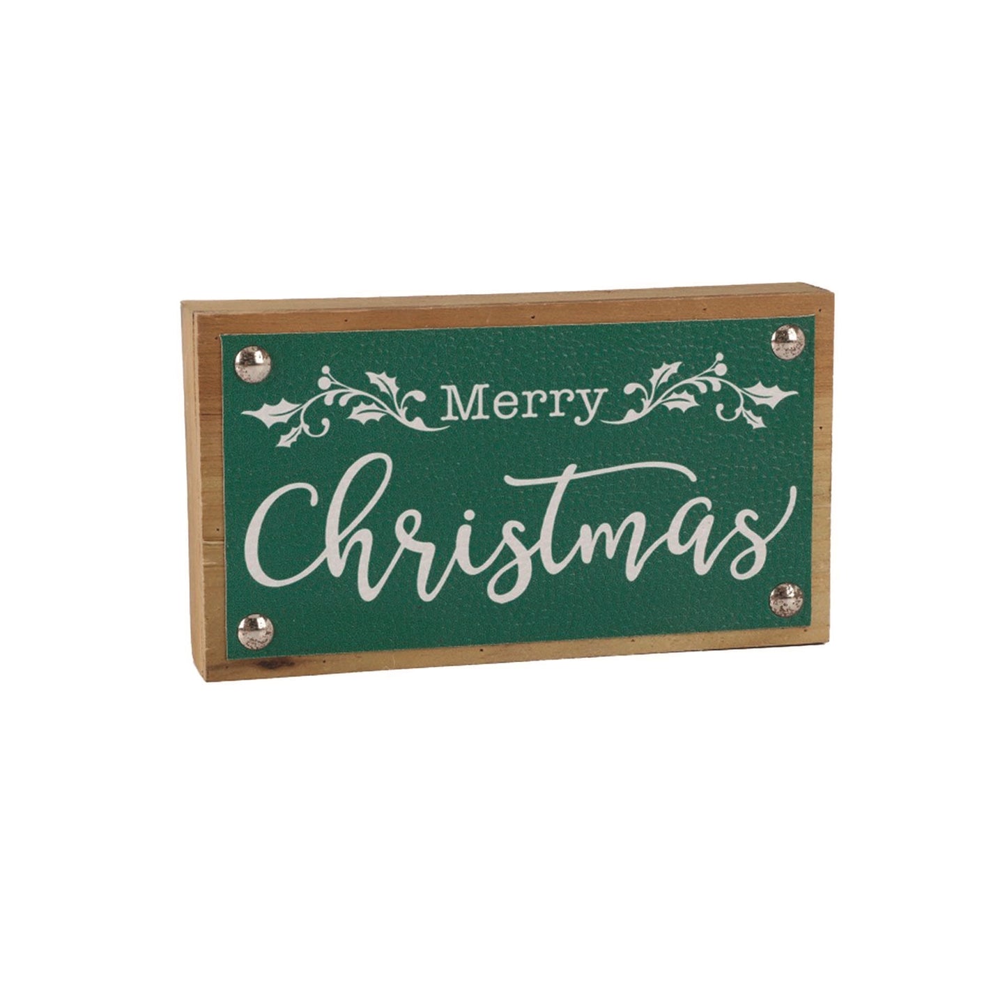 Merry Christmas Sign 7"L x 4"H MDF/Faux Leather
