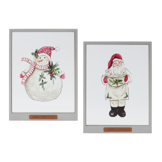 Santa and Snowman Frame (2 Asst) 10.5"L x 14"H MDF