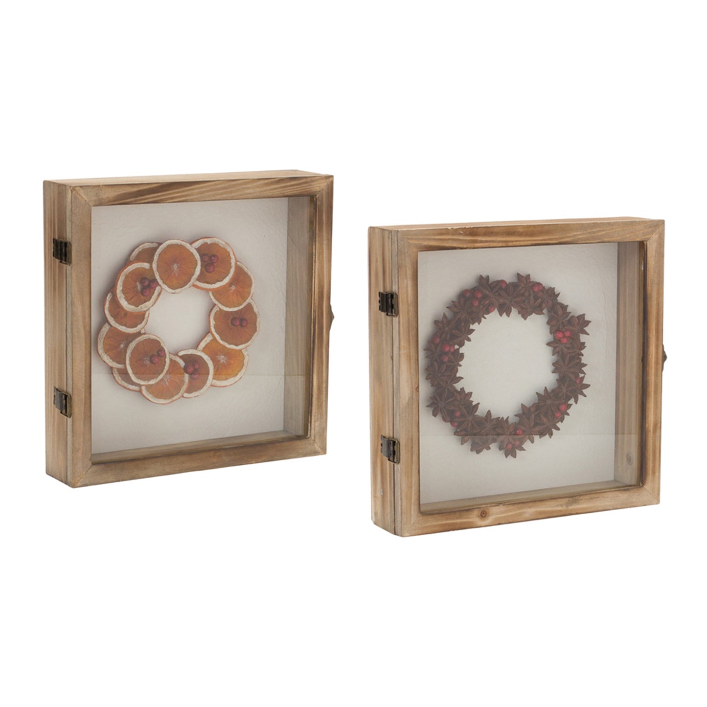 Fruit Wreath Shadow Box (2 Asst) 10"SQ Wood/Resin