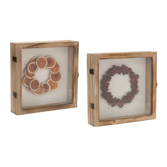 Fruit Wreath Shadow Box (2 Asst) 10"SQ Wood/Resin