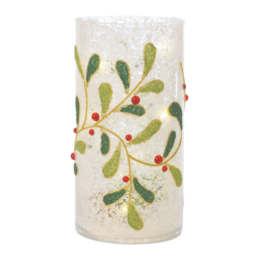 Mistletoe Candle Holder 7.75"H Glass