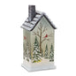 House w/Trees and Cardinal 9"H Glass 2 AAA Batteries, Not Included