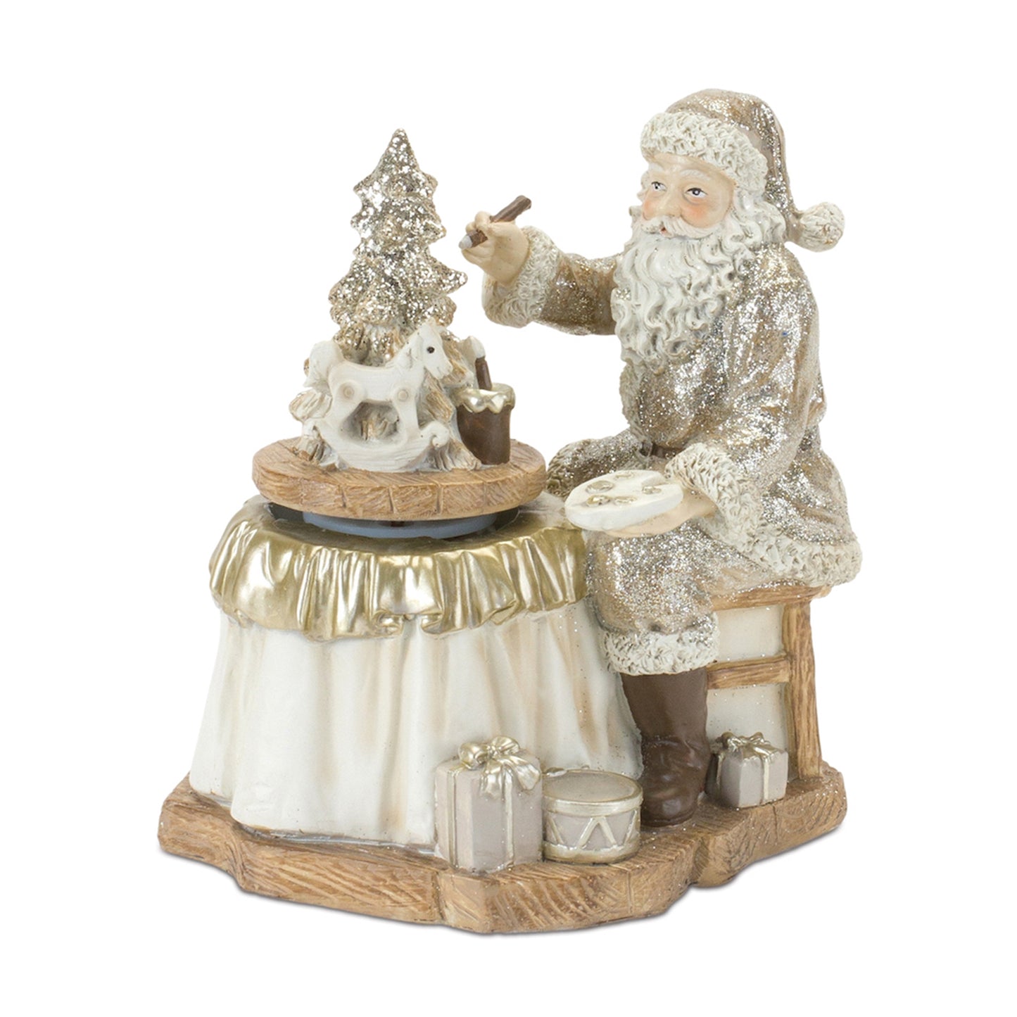 Santa w/Paint Brush 6.5"H Resin