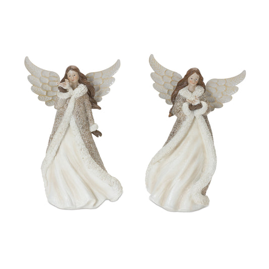 Angel w/Bird (2 Asst) 12"H Resin