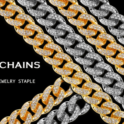 Alloy men's Cuban chain full of diamonds high quality