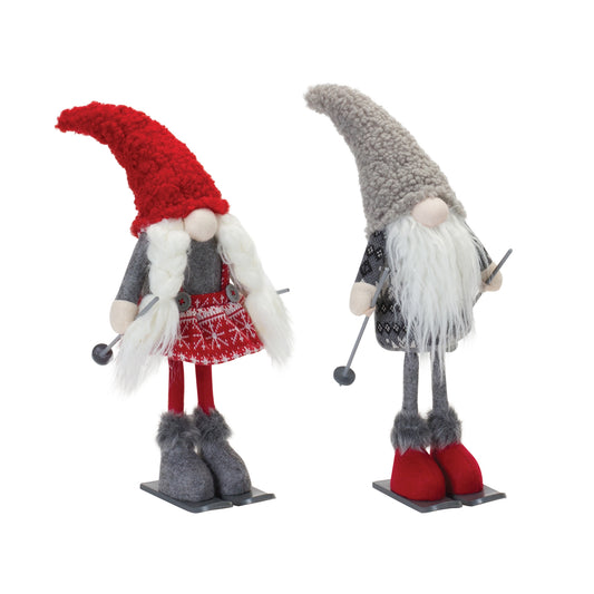 Gnome on Skis (2 Asst) 14.5"H Polyester