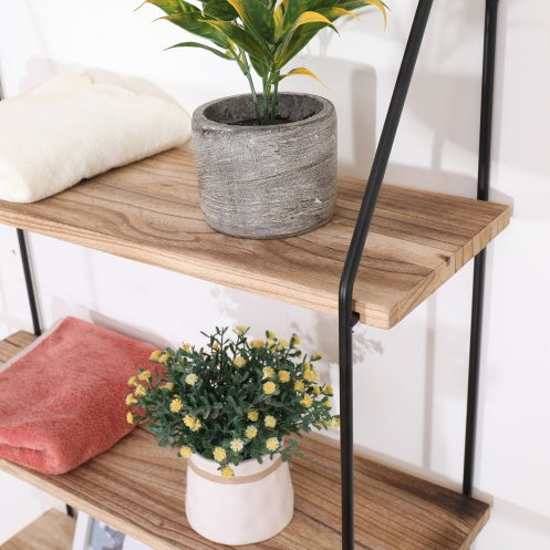 Gardenia Floating Shelf With Metal Brackets, Wall Mounted Rustic Wood Wall Storage, Decorative Hanging Display For Trophy
