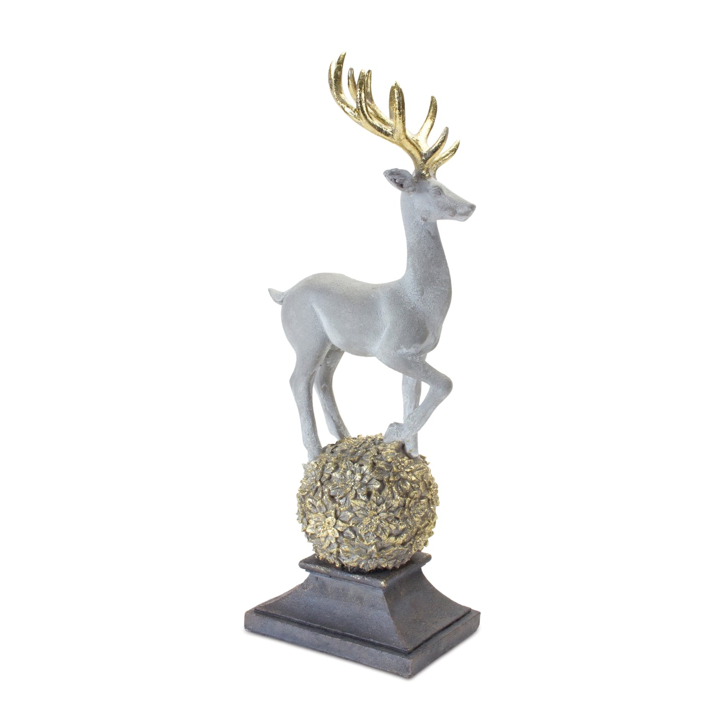 Deer on Orb 18"H Resin