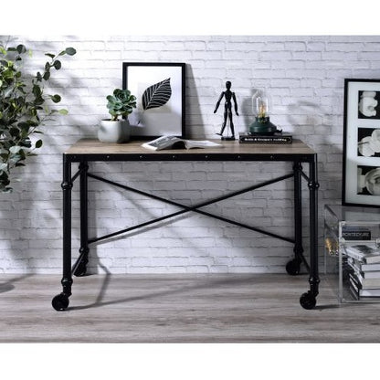 ACME Oklarth Writing Desk In Rustic Oak & Black Finish OF00103