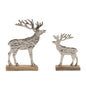 Deer on Base (Set of 2) 7"H, 9.5"H Wood/Aluminum