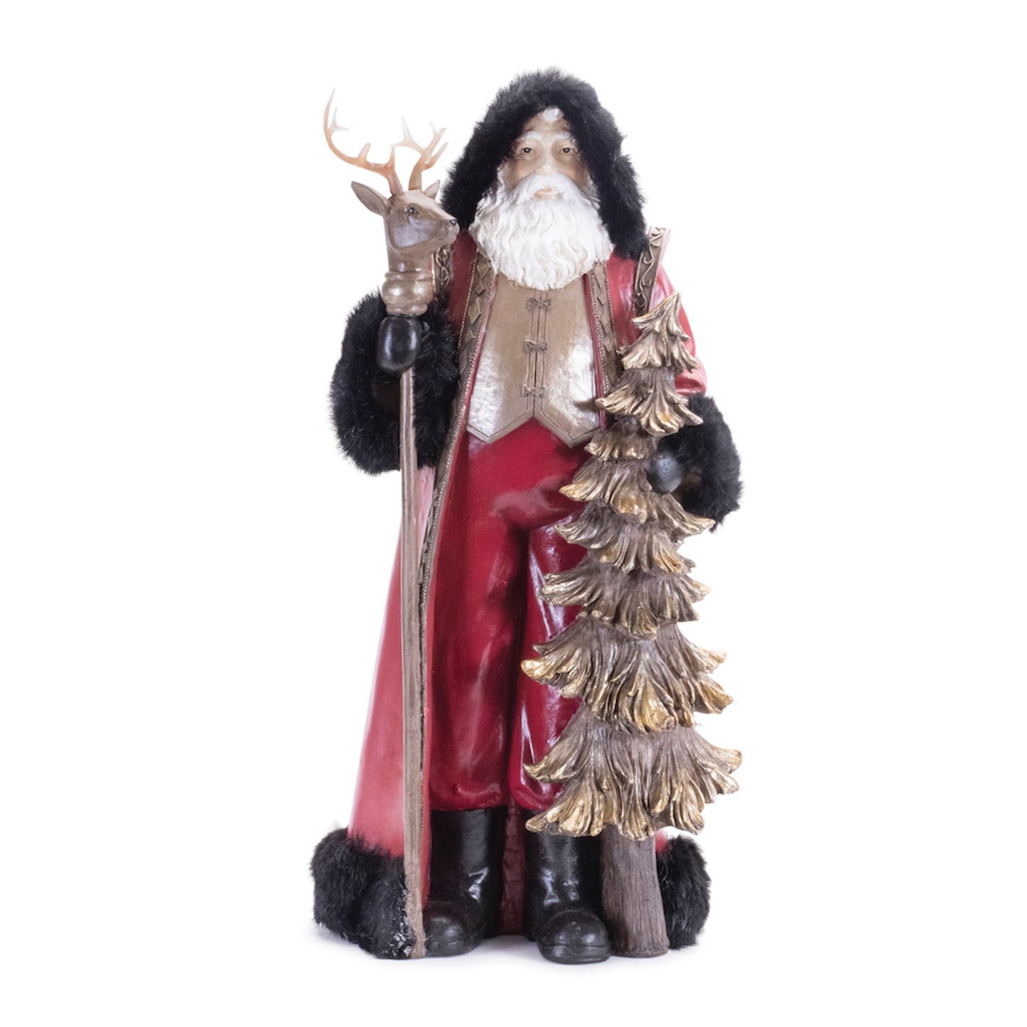 Santa w/Tree 19.5"H Resin