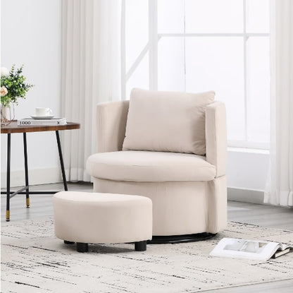 Upholstered Bucket-shaped Dining Chair With Ottoman