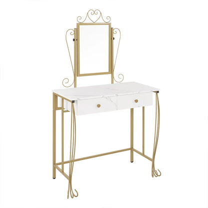 Vanity Table Set With Mirror Stool,White Makeup Dressing Desk With Drawers For Girls,Women,Bedroom,Gift