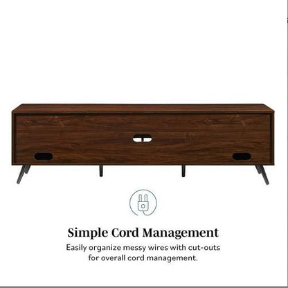 Contemporary 2-Door Minimalist TV Stand For TVs Up To 80 Inches Dark Walnut