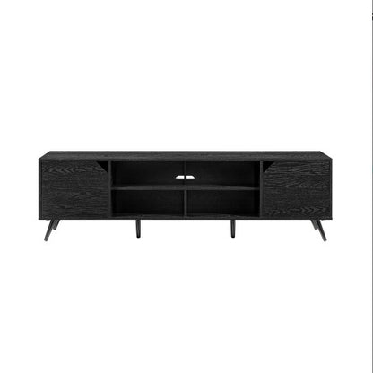 Contemporary 2-Door Minimalist TV Stand For TVs Up To 80 Inches Black