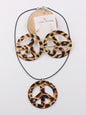 New Leopard Peace Symbol Earrings and Necklace Set