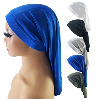 Braided hair care cap solid color two-way straight braided long hair care cap breathable milk silk long tube sleeping cap