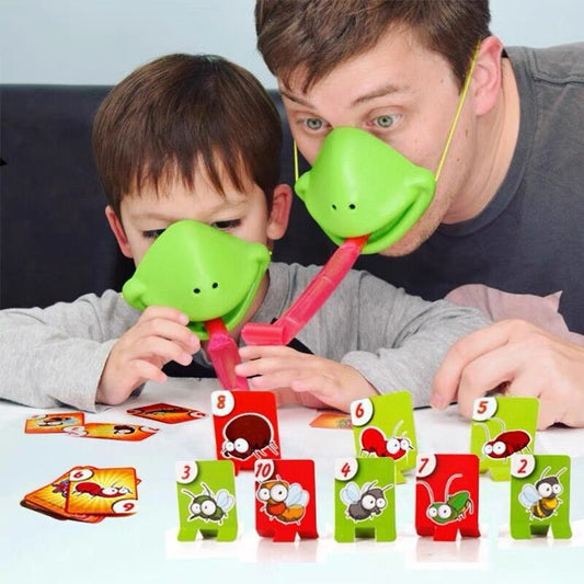 Frog Mouth Sticking Out Tongue Board Game Toy Blowing Chameleon Lizard Mask