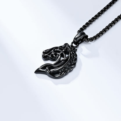 Retro Hollow Horse Head Necklace Unisex Style Art Line Abstract Horse Head Pendant Ready in Stock
