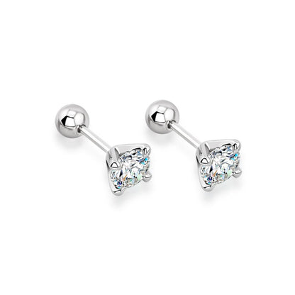 925 silver moissanite earrings four-claw screw earrings