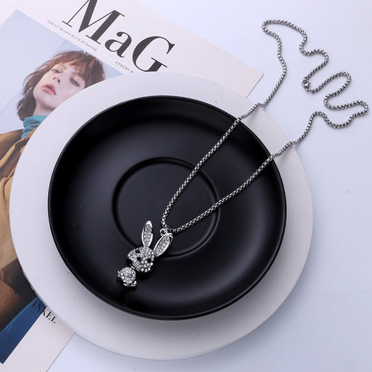 Diamond rabbit necklace