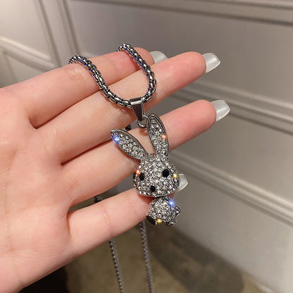 Diamond rabbit necklace