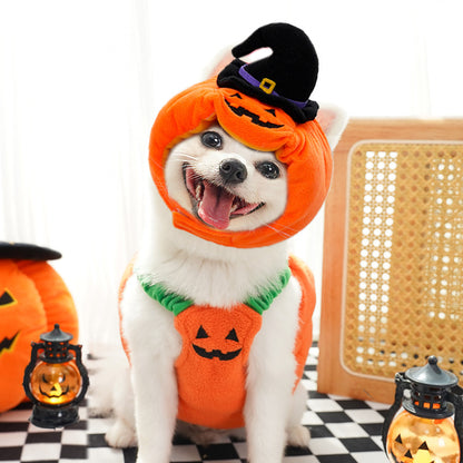Autumn and winter dog Halloween Christmas pumpkin lantern transformation costume funny cat two-legged pet teddy dog clothes