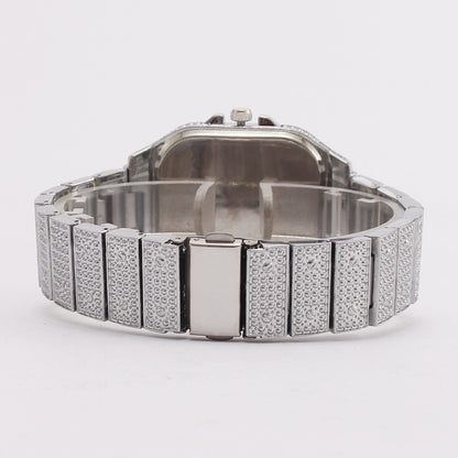 Fashionable square diamond-set full-diamond Roman pattern scale women's watch for women quartz watch