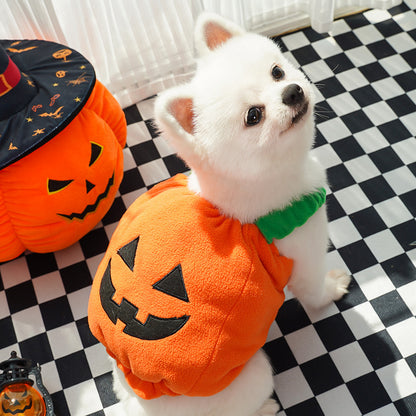 Autumn and winter dog Halloween Christmas pumpkin lantern transformation costume funny cat two-legged pet teddy dog clothes