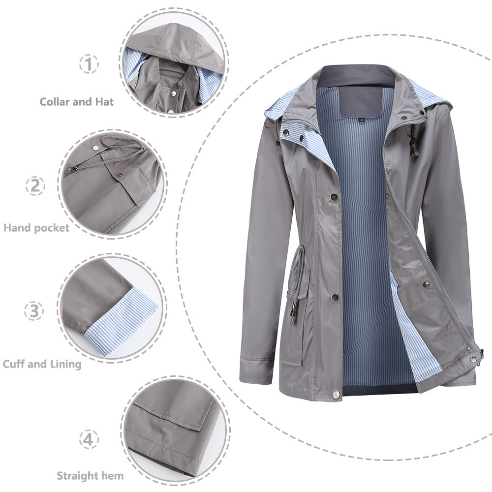 Autumn and winter detachable hood windbreaker women's cross-border women's clothing large size women's coat