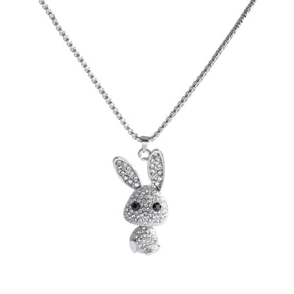 Diamond rabbit necklace